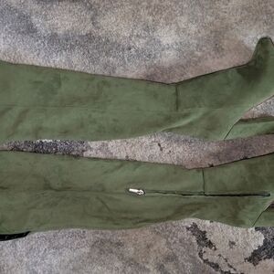 Jeffrey Campbell Olive Green Over-the-Knee Suede Boots